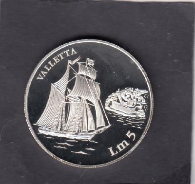 Beschrijving: 5 Pond SHIP VALLETTA